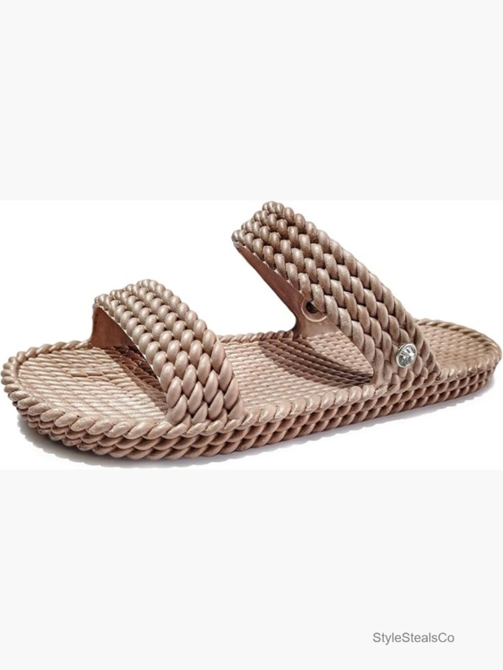 Women's Slide Sandals, Slip-On Waterproof Slippers with Double Strap